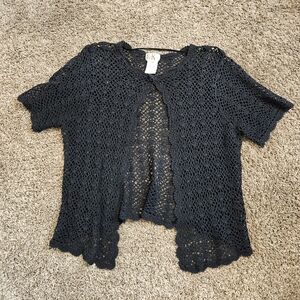 Women's Black Knit Lace Sweater